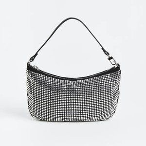 NWT Silver Rhinestone-Embellished Bag